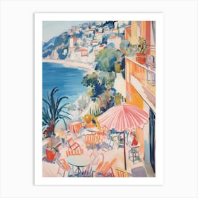 Cinque Terre   Italy Beach Club Lido Watercolour 4 Art Print