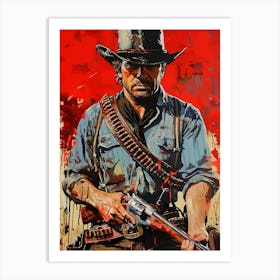 Red Dead Cowboy 1 Art Print