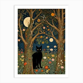 Cat In The Forest Style William Morris 3 Art Print