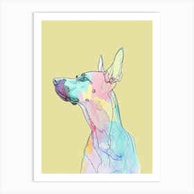 Pastel Doberman Dog Watercolour Illustration Art Print