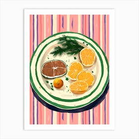 A Plate Of Lemons Top View Food Illustration 1 Art Print