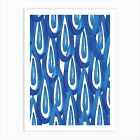 Blue Raindrops Art Print