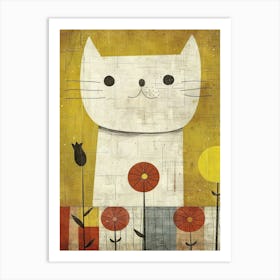 Cat With Flowers 14 Art Print