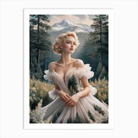 Collage Art of Beautiful Woman in The Pine Forest #8 Art Print