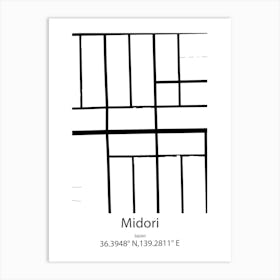 Midori,Japan Minimalist Map Art Print