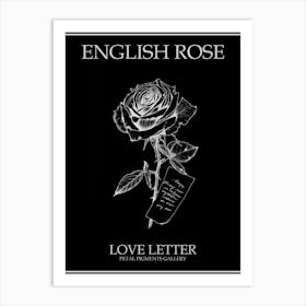 English Rose Love Letter Line Drawing 4 Poster Inverted Art Print