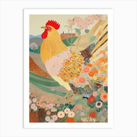 Maximalist Bird Painting Rooster 2 Art Print