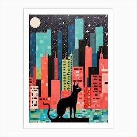 Mumbai, India Skyline With A Cat 3 Art Print