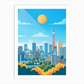 Tokyo Japan 2 Colourful Illustration Art Print