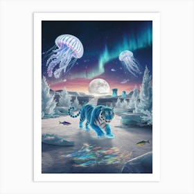 Ethereal South: A Glacial Fantas Blue Tiger Art Print