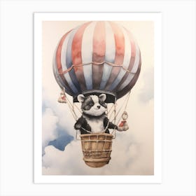 Baby Raccoon In A Hot Air Balloon Art Print