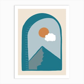 Mountain View Boho Minimalist Landscape Art Print