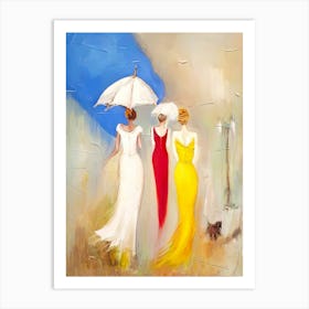 Three Women In Dresses Art Print