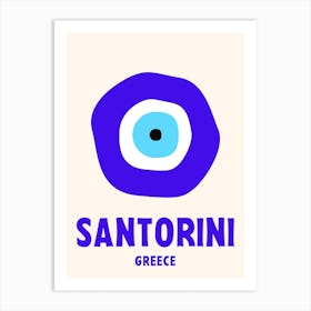 Santorini, Greece, Graphic Style Poster 2 Art Print