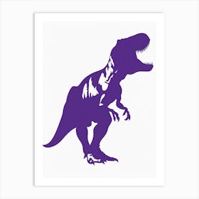 Purple T Rex Dinosaur Silhouette 2 Art Print