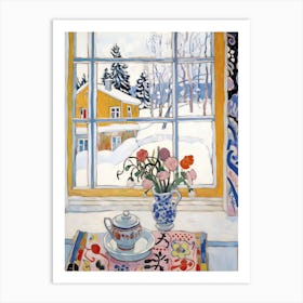 The Windowsill Of Rovaniemi   Finland Snow Inspired By Matisse 2 Art Print