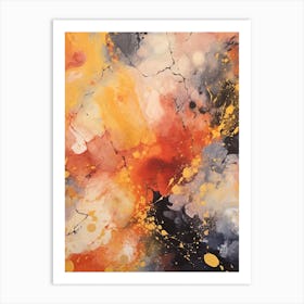 Orange And Gold Autumn Abstract Painting Art Print