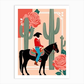 Mexican Cowboy On Horse Art Print