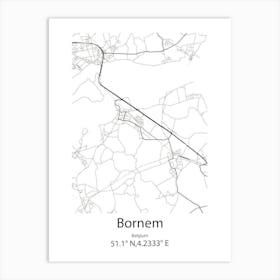 Bornem,Belgium Minimalist Map Art Print