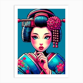 Japan Traditional Geisha Illustration By Ad 100 Art Print