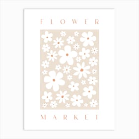 Daisy Flower Market Floral Neutral Beige Wall Art Art Print