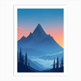 Misty Mountains Vertical Composition In Blue Tone 158 Art Print