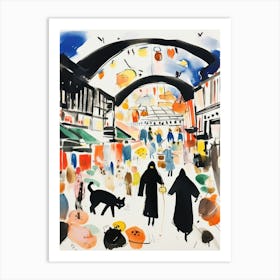 The Food Market In London 1 Illustration Art Print