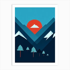 Panorama, Canada Modern Illustration Skiing Poster Art Print