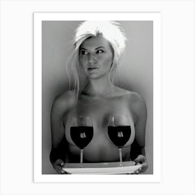 Sexy Woman Holding Wine Glasses Art Print