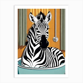 Zebra In A Bath Tub, whimsical animal art, 1134 Art Print