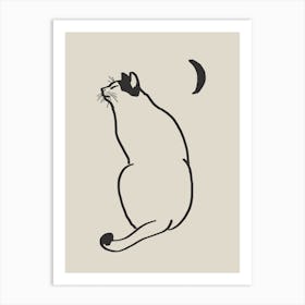 Line Art Cat Drawing 4 Art Print