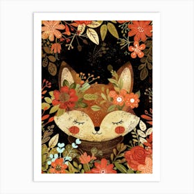 Fox With Flowers 1 Art Print