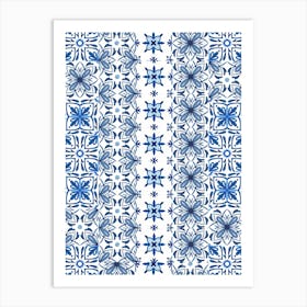 Blue And White Floral Pattern 5 Art Print