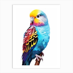 Colourful Geometric Bird Budgerigar 3 Art Print