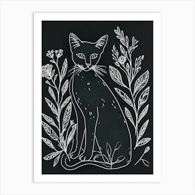 Russian Blue Cat Minimalist Illustration 1 Art Print