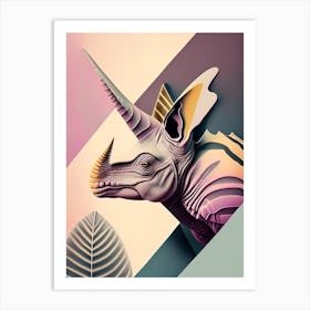 Leptoceratops Pastel Dinosaur Art Print