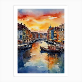 Sunset In Venice 2 Art Print