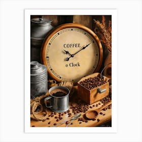 Coffee A Clock Art Print