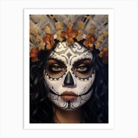 La Catrina Skull Makeup Girl Art Print