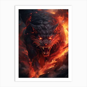 Wolf In Flames 2 Art Print