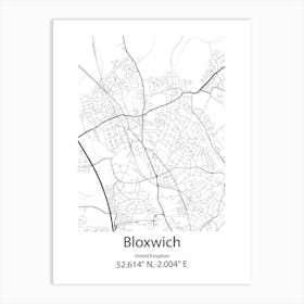 Bloxwich,United Kingdom Minimalist Map Art Print