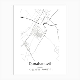 Dunaharaszti,Hungary Minimalist Map Art Print