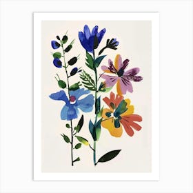 Painted Florals Lobelia 1 Art Print