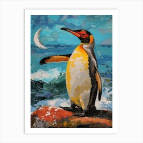 Galapagos Penguin Half Moon Island Colour Block Painting 1 Art Print