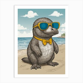 Otters On The Beach 1 Art Print