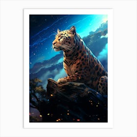 Leopard In The Night Sky Art Print