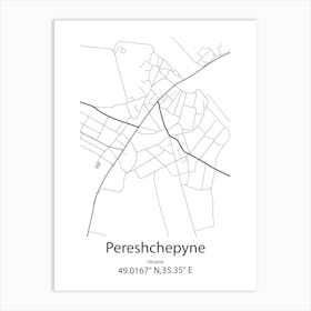 Pereshchepyne,Ukraine Minimalist Map Art Print