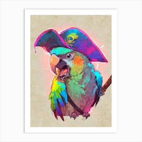 Parrot With A Pirate Hat Squawking Art Print