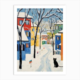 Cat In The Streets Of Sapporo   Japan With Snow 4 Art Print