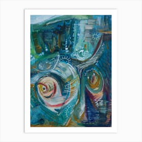 Wall Abstract Art In Blue 1 Art Print